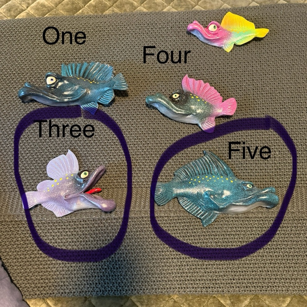 Colorful Fish and Dinosaur ceramic Mike Quinn art
